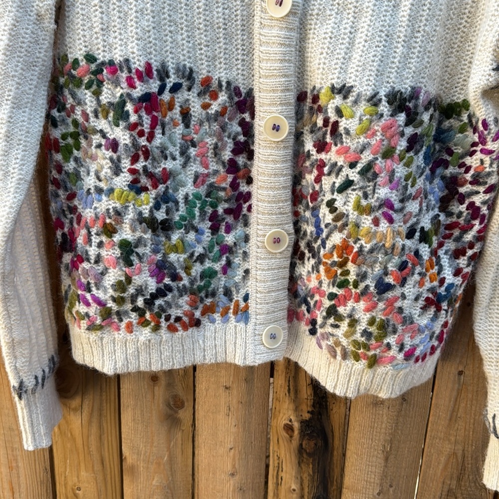 Peruvian Connection Cream And Multicolor Cardigan - image 3